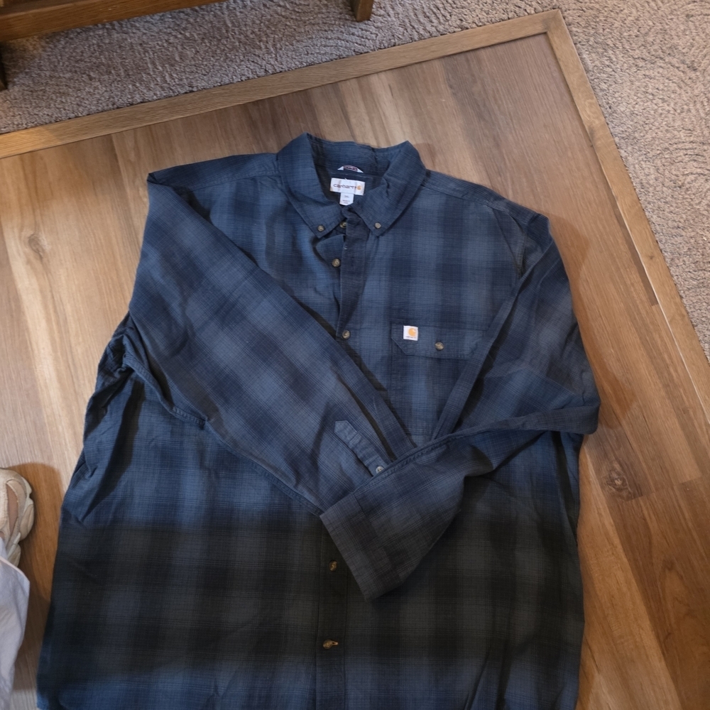 Carhartt Navy Plaid Button-Up Shirt - Picture 2 of 4